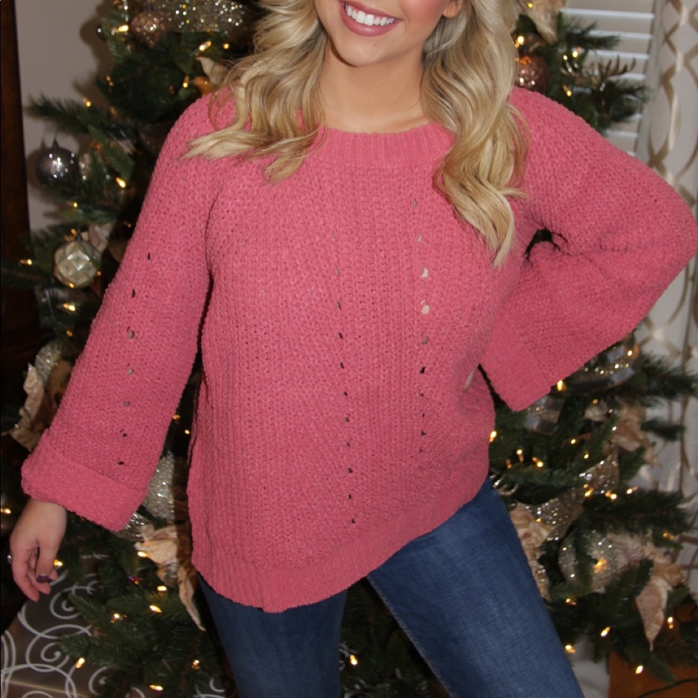 NWT pink chenille sweater